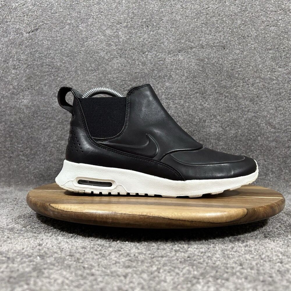 Nike Air Max Thea 859550-001 Women's Sz 6.5 Black Mid Leather Pull On Boots Used